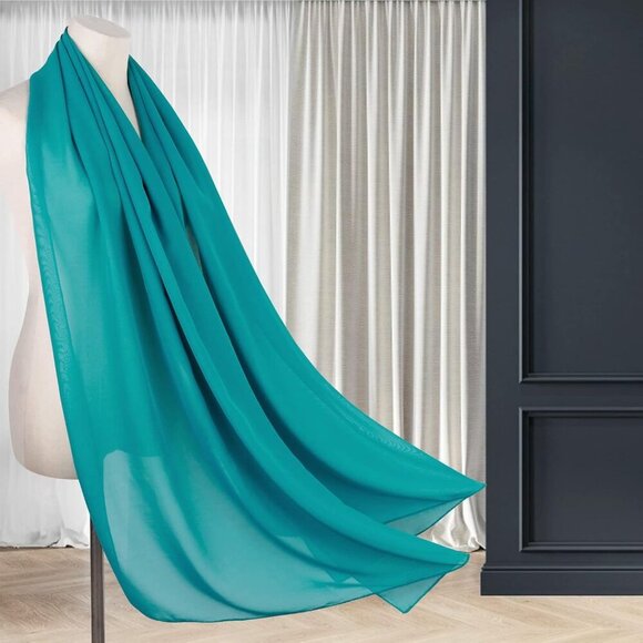 Women Emerald Elegant Soft Sheer Chiffon Stole Bride Wedding Shawls and Wraps - Picture 7 of 7
